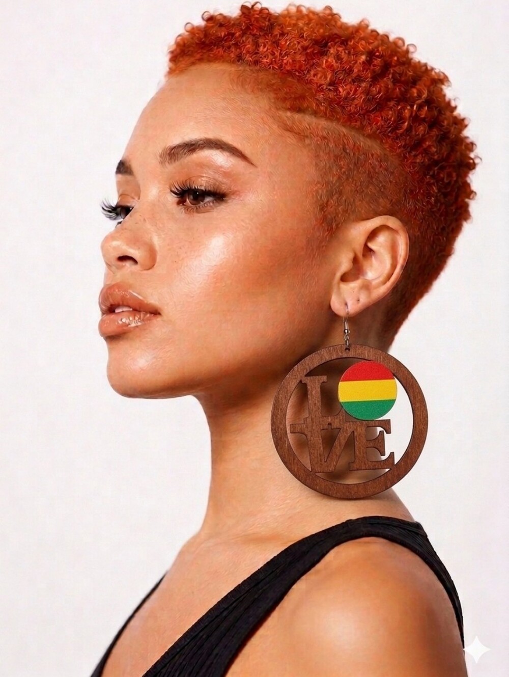 Rasta LOVE Wooden Round Earrings